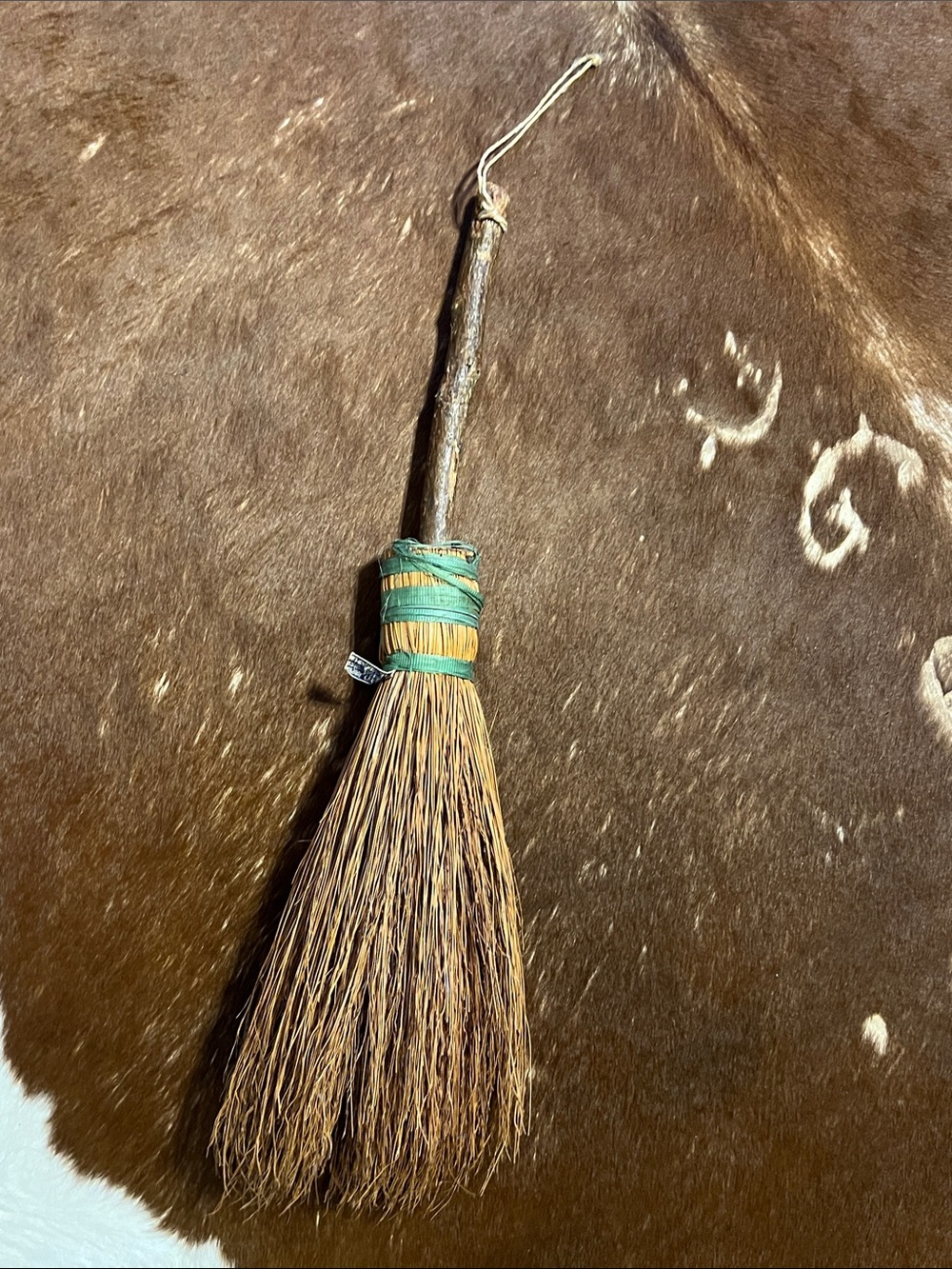 Vintage Berea College handcrafted Broom with Green Wrap